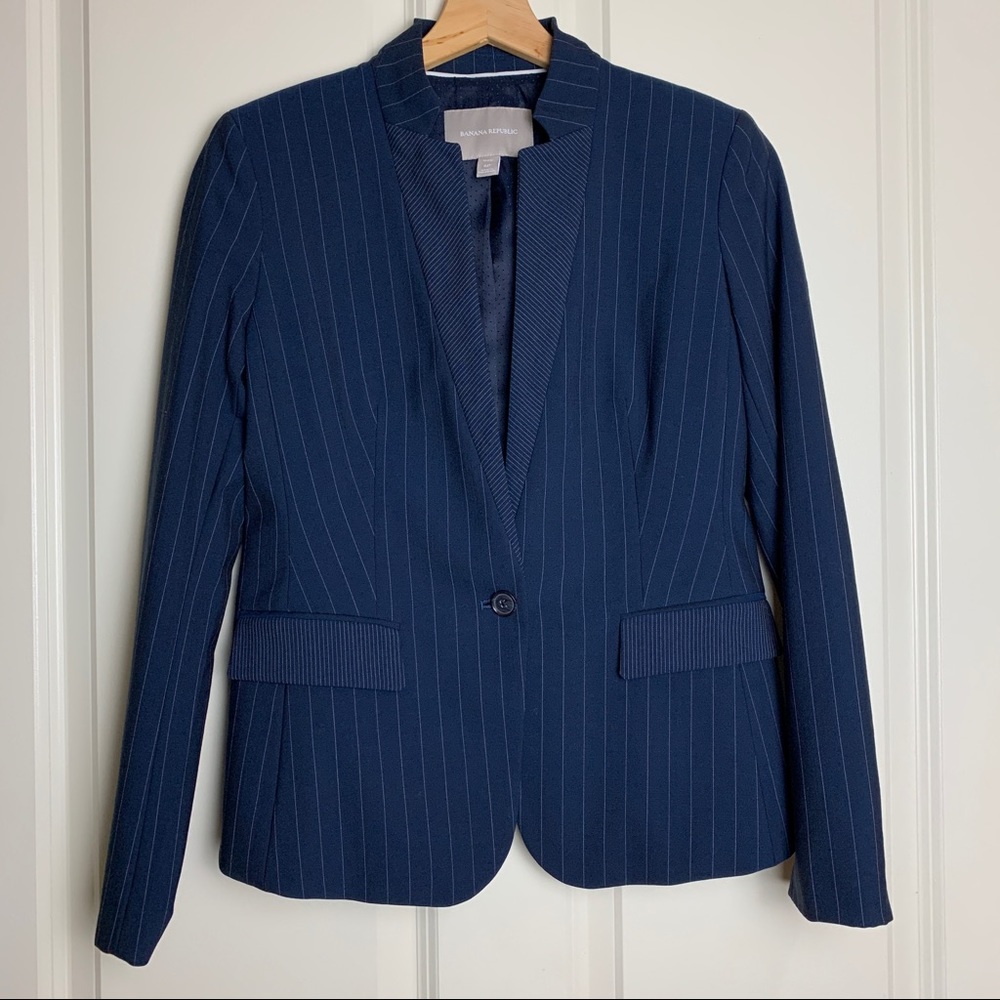 Banana Republic Women Long & Lean Navy Blazer